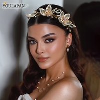 YouLaPan – bandeaux dorés exquis pour femmes et mariées, fleurs artificielles faites à la main, accessoires pour cheveux pour banquets, soirées dansantes et mariages, YXA322