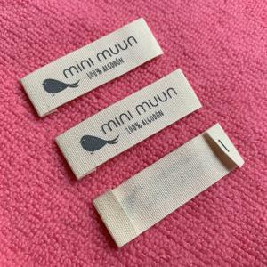 Etiqueta de cuello de algodón seguro de nuevo diseño, etiqueta de algodón de impresión de material orgánico con pliegue final - Product Image 3