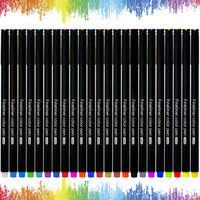 Stylos marqueurs pour journal artistique et scrapbooking, pointe fine 0,4 mm, 24 couleurs, stylo fineliner noir