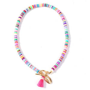 Collar Bohemio <span class=keywords><strong>de</strong></span> Cuentas <span class=keywords><strong>de</strong></span> Arcilla Polimérica Suave <span class=keywords><strong>para</strong></span> Mujer, 16 Pulgadas, <span class=keywords><strong>para</strong></span> Aniversario <span class=keywords><strong>de</strong></span> Chicas - Product Image 1