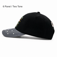 Topi Baseball 6 Panel Custom Bordir 3D Rhinestone Desain Kartun Dua Warna Snapback Adjustable Grosir Langsung dari Pabrik