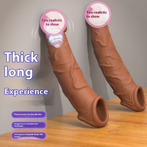 Ống đeo dương vật bằng silicon mềm, chống nước, có rung, sạc lại được, hỗ trợ tăng cường hiệu suất, massage thân mật - Product Image 2