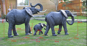 Statue di Elefanti in Resina e Fibra di Vetro Personalizzabili, Grandi o a Grandezza Naturale, con Proboscide Sollevata, Scultura per Decorazione Esterna - Product Image 5