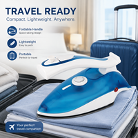 Fer à repasser électrique portable pliable avec poignée, température réglable, compact, idéal pour les voyages, pour la maison et l'hôtel, OEM ODM