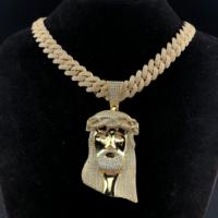 Pendentif vintage avatar entièrement serti de zircon, accessoire pendentif haut, pendentif Jésus
