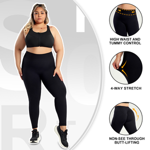 Pantalon de yoga en spandex grande taille pour femmes, leggings de sport pour la course à pied et l'obésité, pantalon sans couture à taille haute - Product Image 2
