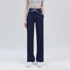 Pantalon de yoga taille haute à jambes larges avec poches Pantalon de survêtement de salon doux et respirant pour femme, pantalon d'entraînement décontracté - Product Image 3
