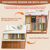 Boîte de rangement et plateau pliables en bambou pour fournitures de bureau, artisanat, cosmétiques, ustensiles de cuisine
