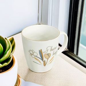 Factory Wholesale Customizable Nordic Style Logo Pattern Stoneware Ceramic <b>Mug</b> Gold Rim <b>Reusable</b> Food Safe Dishwasher Business - Product Image 2