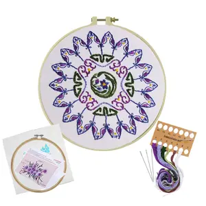 Cross Stitch Kit With Ribbon Painting Embroidery Hoop Home Decoration Embroidery Kits