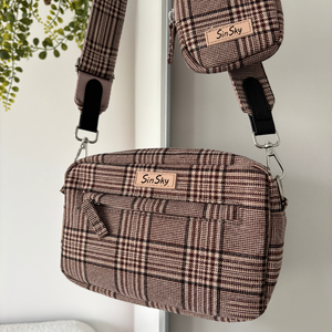 SinSky tas jalan anjing Tweed kustom dengan kantong makanan Pup kotak-kotak tas jalan anjing selempang bundel - Product Image 5