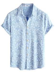 Chemise hawaïenne à manches courtes pour homme, imprimé floral rose, col rabattu, respirante, pour les vacances d'été - Product Image 6