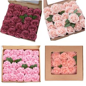 25pcs fleurs artificielles fausses fleurs roses avec tige pour bricolage bouquets de <span class=keywords><strong>mariage</strong></span> fête décorations pour la maison - Product Image 1