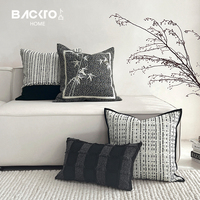 Housse de coussin jacquard de luxe moderne, coussin rayé pour le salon, décoration de la maison