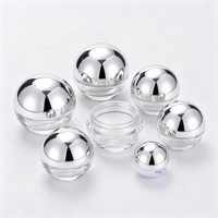 Flacon crème sphérique avec capuchon argenté électroplaqué, distributeur de crème pour le visage et crème pour les yeux en verre haute transparence