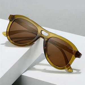 Lunettes de soleil vintage 2025 personnalisées avec logo, pour hommes et femmes, monture large vert olive, protection UV400, double pont, style pilote - Product Image 1