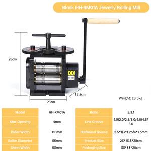 Laminadora de Joyería Manual Combinada Negra HH-RM01A, Rodillos Semicirculares Planos de Alambre de 110 mm para Fabricación de Joyería - Product Image 2