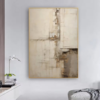 Beige Wabi Sabi Wall Art Minimalisme Abstrait Peinture À L'huile Grand 3D Texturé Toile Moderne Beige Abstrait Décor À La Maison