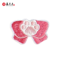 Patchs thermocollants en PVC brodés motif chat, écologiques, nœud rose en forme de cœur pour vêtements de chatons, sacs et décoration DIY