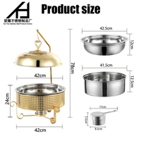 Chauffe-Plat de Luxe Moderne Doré 10L en Acier Inoxydable à Alcool avec Couvercle Suspendu pour Buffet et Fêtes – Fournitures Hôtelières