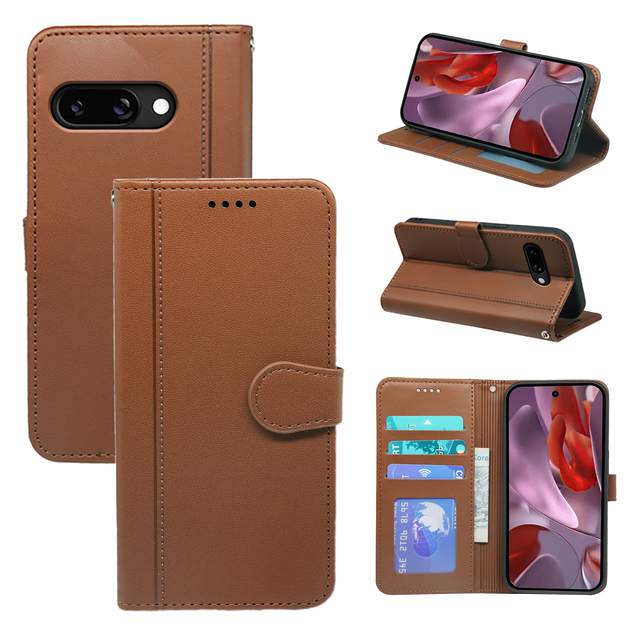 Premium Magnetic PU Leather Folio Flip Cover for Google Pixel 9 8 Pro 7A 6A Business Card Holder Wallet NFC Cell Phone Case
