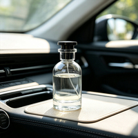 Flacon de parfum en verre transparent à bulbe rond, flacon de parfum vide avec bouchon noir