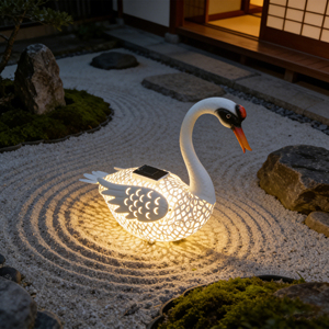 Lampe de table LED en acier, protégée contre <span class=keywords><strong>les</strong></span> UV, étanche IP65, éclairage paysager solaire en forme de cygne, ornement lumineux en forme de canard de dessin animé - Product Image 4