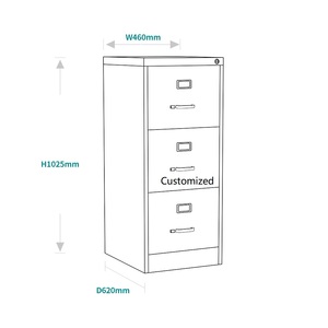 خزانة تخزين معدنية بأدراج 2 3 4 ، خزانة مكتب ضيقة ، فولاذ عمودي لتخزين المكاتب والمنازل - Product Image 3