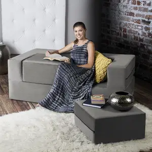 couch sofa ottomane Suppliers-Cabrio klappbarer Loves eat mit osmanischer, zeitgenössischer Luxus-Spezialform-Schlafzimmer-Liege, hellgrau