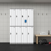 Casier de rangement extérieur moderne à 8 compartiments, résistant aux intempéries, en plastique ABS blanc, durable, avec serrure électronique à combinaison, écologique