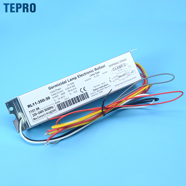 RL11-350-30 Water Treatment Uv Amalgam Disinfection Lamp Electronic Ballast Preheat Start Electrical Ballast