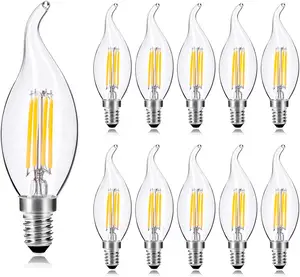 Ucuz fiyat temizle ve amber E14 4W 6W mum filament ampul mum rüzgar led filament ampul