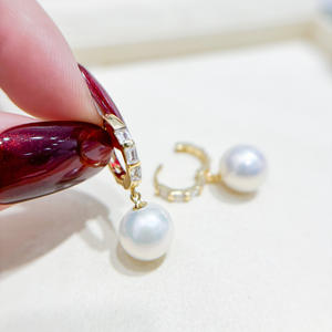 Accesorios de Plata S925 para DIY con Perlas, Joyería de Plata de Moda, Broche para Oreja con Cuentas Redondas de 9-15 mm y Bandeja Vacía 22115 - Product Image 3