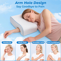 Oreiller en mousse à mémoire de forme, design arqué, tunnel pour bras, soutien du bras, soulagement de la pression cervicale, rafraîchissant, anti-ronflement