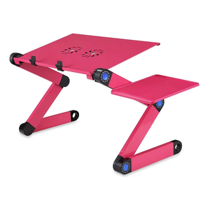 Adjustable Foldable Aluminium Laptop <strong>Folding</strong> <strong>Table</strong> for Bed with Double USB Cooling Fan and Mouse Pad for Ergonomic Lap Desk - Product Image 1