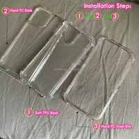 360 3 en 1 housse personnalisable Transparent étui transparent couverture noir PC + étui de téléphone en TPU pour 16 15 14 13 12 11