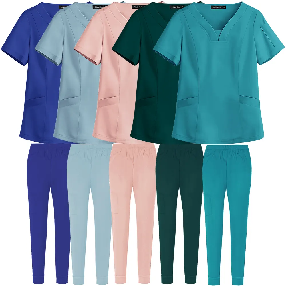 Produzione a basso prezzo Scrub infermieristica Medico donna Scrub Set uniformi Scrub Medico estetista Designer all'ingrosso