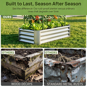 Modern Aluminum <b>Garden</b> Trellis Enclosure Rectangle Shape Galvanized Steel <b>Raised</b> <b>Bed</b> Plant Fence Outdoor Easily Assembled - Product Image 6