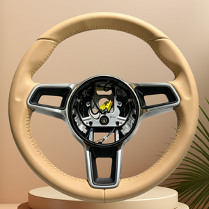 Volante de Cuero Beige para <span class=keywords><strong>Porsche</strong></span> Panamera Cayenne Macan Cayman Boxster Taycan 918 <span class=keywords><strong>911</strong></span> 981 718 958 Venta Directa de Fábrica - Product Image 6