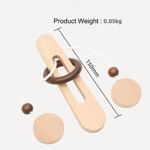En gros, Jouet d'évasion classique : Anneau magique, Anneau de puzzle en bois avec corde, Casse-tête Lu Ban, Jeux d'intelligence pour enfants - Product Image 2