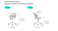Chaise ergonomique rotative en tissu crème style coquille de pétale, réglable en hauteur, pour chambre, bureau ou salle d'étude - Vente en gros