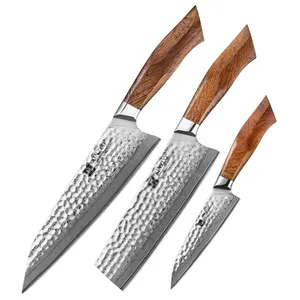 Conjunto de facas de chef de cozinha em aço inoxidável, 49 camadas, srs 13/sg2, inoxidável, damasco, em pó