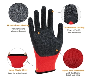Usine de gros poignée ferme anti-dérapant froissé Gants de construction enduits de <span class=keywords><strong>latex</strong></span> Gants de travail enduits de <span class=keywords><strong>latex</strong></span> de sécurité industrielle - Product Image 2