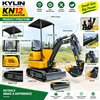 Mini-excavatrice 1,2 tonne EPA, petite excavatrice agricole, nouvelle excavatrice sur chenilles, mini-excavatrice compacte, moteur Kubota, livraison gratuite