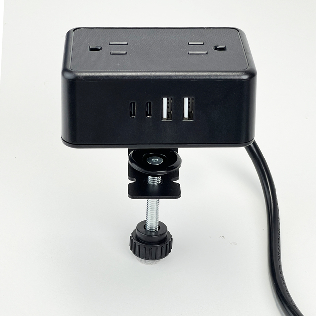 Multi Plug Desk Clamp PD 20W Fast Charging Power Strip 4 USB Ports Desktop Edge Mount Outlets