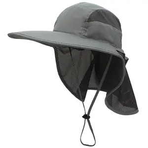 मछली पकड़ने टोपी के साथ गर्दन फ्लैप और UPF 50 + सूरज संरक्षण कगार बाल्टी सूरज टोपी पुरुषों और महिलाओं के लिए-डार्क-ग्रे