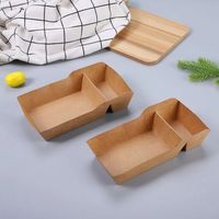 Boîte à compartiment unique en papier kraft brun naturel jetable pour frites, snacks et plats à emporter