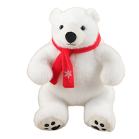 Peluche personnalisée en forme d'ours polaire blanc avec écharpe rouge, rembourrée en coton PP, super douce, idéale pour un cadeau de fête