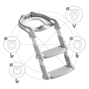 Children's Toilet Seat With Stairs Foldable Step <b>Potty</b> <b>Training</b> For 1-6 Years Old Kids Bear Shape PP Material - Product Image 4