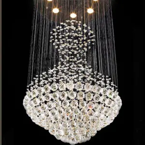 Fabrika doğrudan satış özel dekoratif Modern büyük yüksek tavan lüks avizeler kristal avize aydınlatma